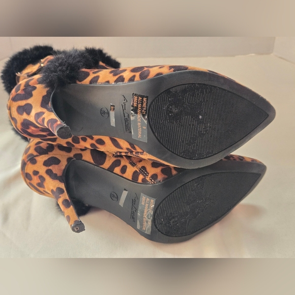 Anne Michelle Monet-21 Leopard Print Stiletto Booties Women's Size 9 - Picture 7 of 9